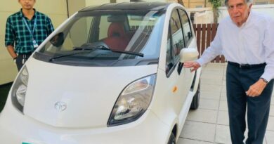 Ratan Tata with custom Tata nano EV